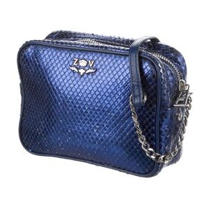 Metallic Blue Leather Snakeskin Crossbody Bag - Zadig & Voltaire